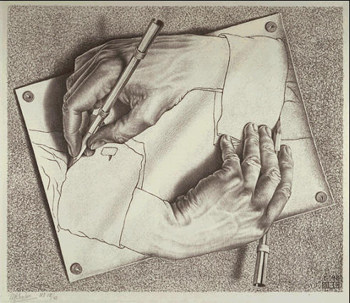 MC-Escher-Drawing-Hands-1948